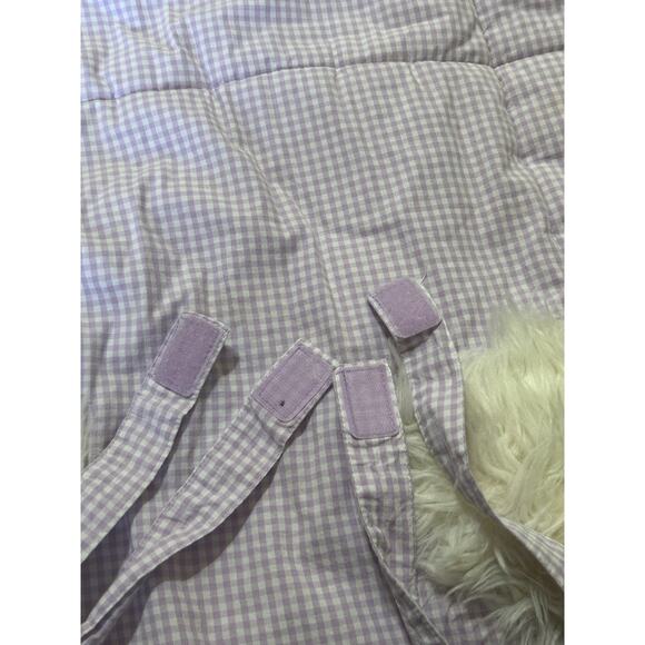 Pottery Barn Kids Shaggy Unicorn SLEEPING BAG Purple Gingham Checkered Sleepover - Picture 6 of 11